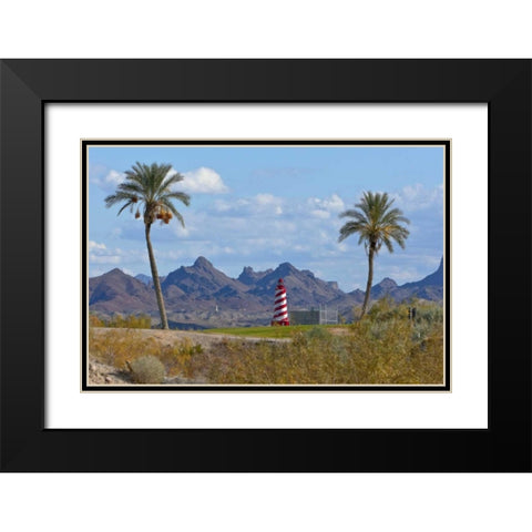 AZ, Lake Havasu City Lighthouse by golf course Black Modern Wood Framed Art Print with Double Matting by Lord, Fred