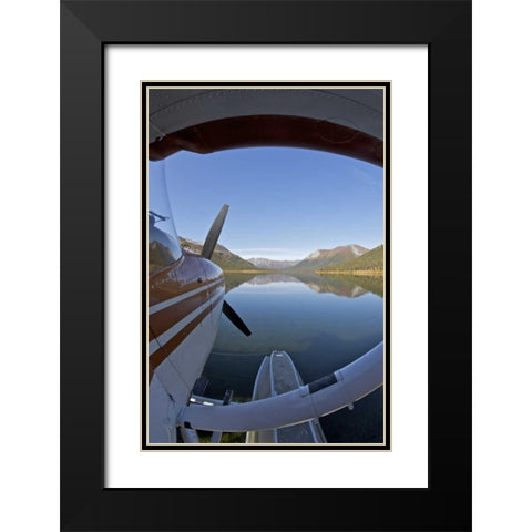 AK, Arctic NP Float plane parked on still waters Black Modern Wood Framed Art Print with Double Matting by Anon, Josh