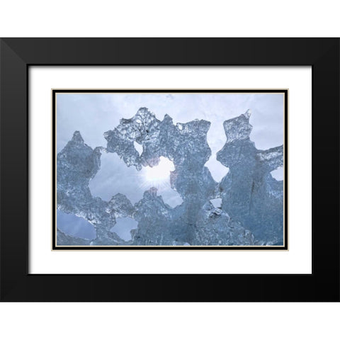 AK Sun shining through ice of McBride Glacier Black Modern Wood Framed Art Print with Double Matting by Paulson, Don
