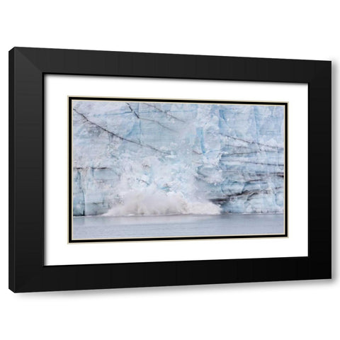 AK, Glacier Bay Calving of the Margerie Glacier Black Modern Wood Framed Art Print with Double Matting by Paulson, Don