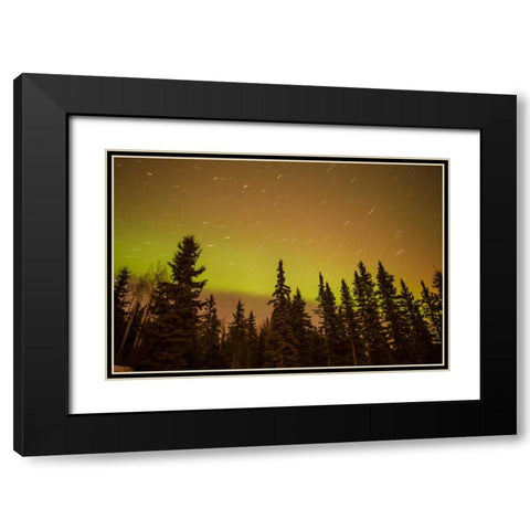 AK, Fairbanks Aurora borealis and star trails Black Modern Wood Framed Art Print with Double Matting by Illg, Cathy and Gordon