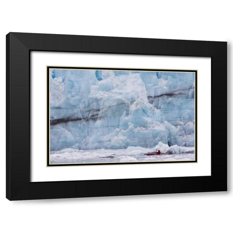 AK, Glacier Bay NP, Margerie Glacier Kayaker Black Modern Wood Framed Art Print with Double Matting by Paulson, Don