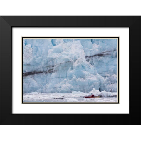 AK, Glacier Bay NP, Margerie Glacier Kayaker Black Modern Wood Framed Art Print with Double Matting by Paulson, Don