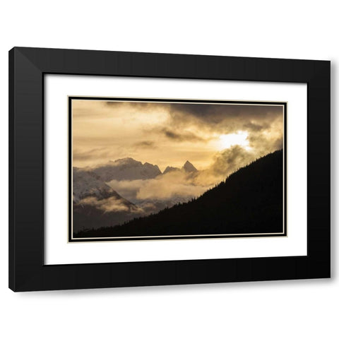 Alaska, Chilkat River Valley Mountain sunrise Black Modern Wood Framed Art Print with Double Matting by Illg, Cathy and Gordon