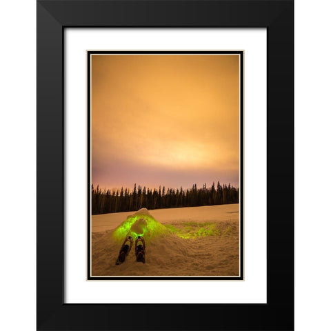 Alaska-Fairbanks Quinzhee snow hut with snowshoes and poles Black Modern Wood Framed Art Print with Double Matting by Jaynes Gallery