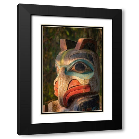 Alaska-Sitka Detail of totem pole at Sitka National Historical Park  Black Modern Wood Framed Art Print with Double Matting by Jaynes Gallery