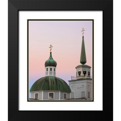 Alaska-Sitka Steeples of St Michaels Russian Orthodox Cathedral  Black Modern Wood Framed Art Print with Double Matting by Jaynes Gallery