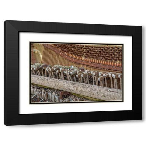 Alaska-Sitka Discarded Lindeman and Sons piano close-up  Black Modern Wood Framed Art Print with Double Matting by Jaynes Gallery