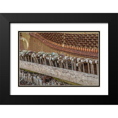 Alaska-Sitka Discarded Lindeman and Sons piano close-up  Black Modern Wood Framed Art Print with Double Matting by Jaynes Gallery