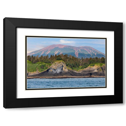 Alaska-Sitka Landscape with St Lazaria Island and Mount Edgecumbe  Black Modern Wood Framed Art Print with Double Matting by Jaynes Gallery