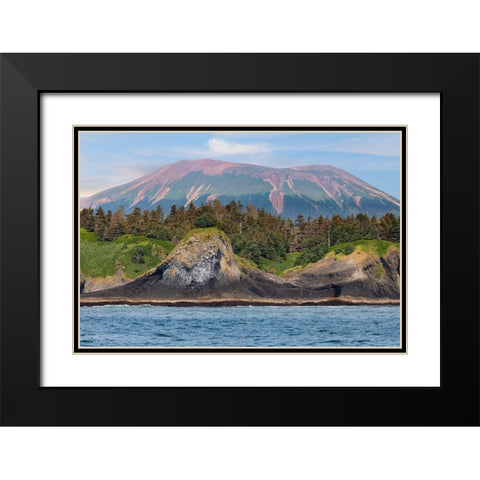 Alaska-Sitka Landscape with St Lazaria Island and Mount Edgecumbe  Black Modern Wood Framed Art Print with Double Matting by Jaynes Gallery