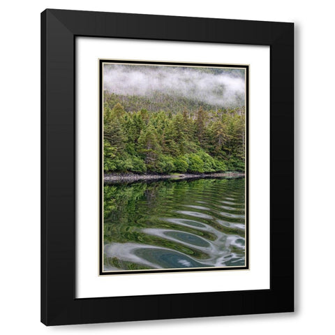 Alaska-Tongass National Forest Boat wake ripples in Mirror Harbor  Black Modern Wood Framed Art Print with Double Matting by Jaynes Gallery