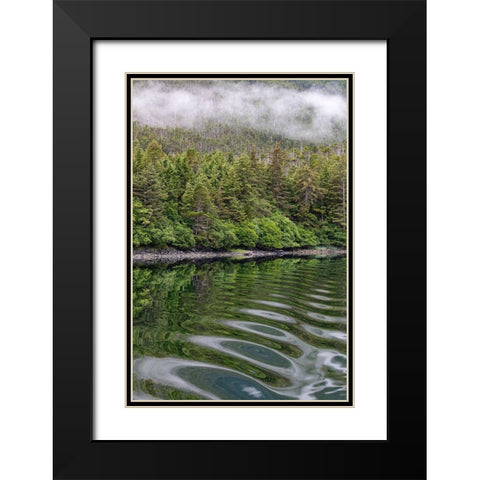 Alaska-Tongass National Forest Boat wake ripples in Mirror Harbor  Black Modern Wood Framed Art Print with Double Matting by Jaynes Gallery