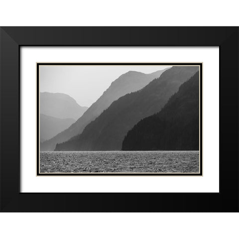 Alaska-Tongass National Forest BandW of hazy day in Lisianski Inlet  Black Modern Wood Framed Art Print with Double Matting by Jaynes Gallery