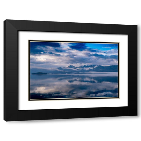 Usa-Alaska Clouds and mountains reflect in the calm waters of Endicott Arm Black Modern Wood Framed Art Print with Double Matting by Sederquist, Betty