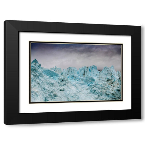 Blue ice characterizes the face of Margerie Glacier. Black Modern Wood Framed Art Print with Double Matting by Sederquist, Betty