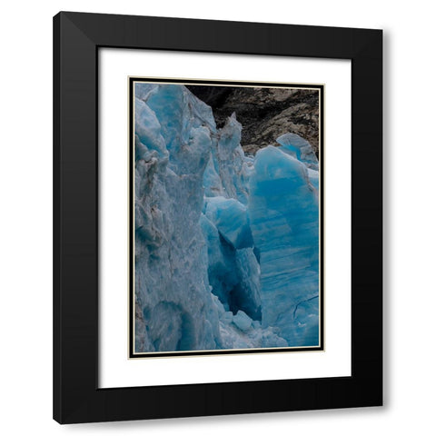 Ice glows brilliant blue at the terminus of Margerie Glacier. Black Modern Wood Framed Art Print with Double Matting by Sederquist, Betty
