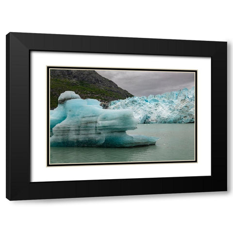 Icebergs from Margerie Glacier slowly melt into Glacier Bay. Black Modern Wood Framed Art Print with Double Matting by Sederquist, Betty