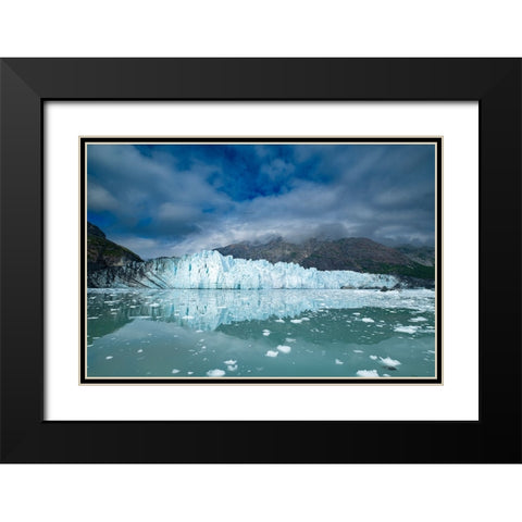Margerie Glacier reflected in this calm water view. Black Modern Wood Framed Art Print with Double Matting by Sederquist, Betty