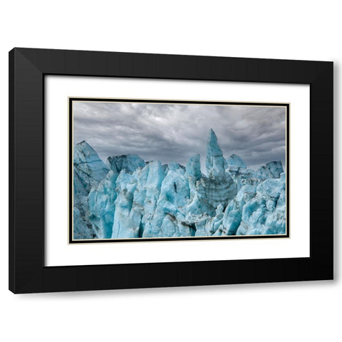 Rugged ice at the face of Margerie Glacier make it impossible to cross this terrain. Black Modern Wood Framed Art Print with Double Matting by Sederquist, Betty