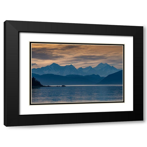 Sunset lights up the high mountains of Glacier Bay. Black Modern Wood Framed Art Print with Double Matting by Sederquist, Betty