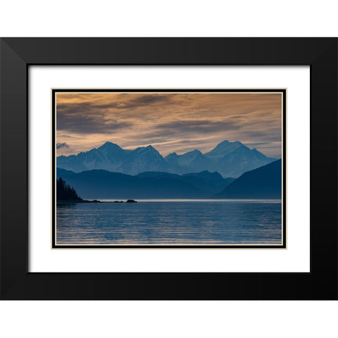 Sunset lights up the high mountains of Glacier Bay. Black Modern Wood Framed Art Print with Double Matting by Sederquist, Betty