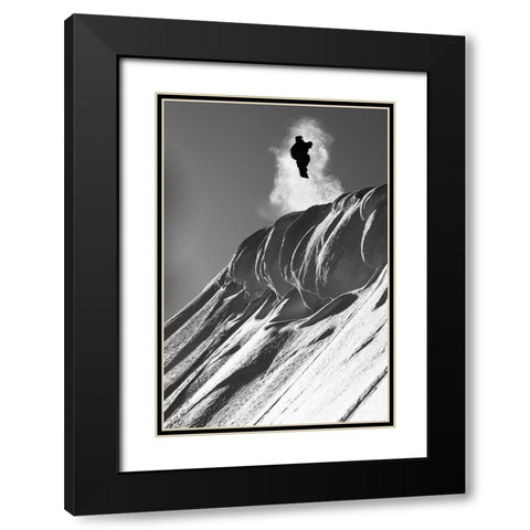 Professional snowboarder, Marko Grilc, in the Chugach mountains near Haines, Alaska, Winter (MR) Black Modern Wood Framed Art Print with Double Matting by Design Pics