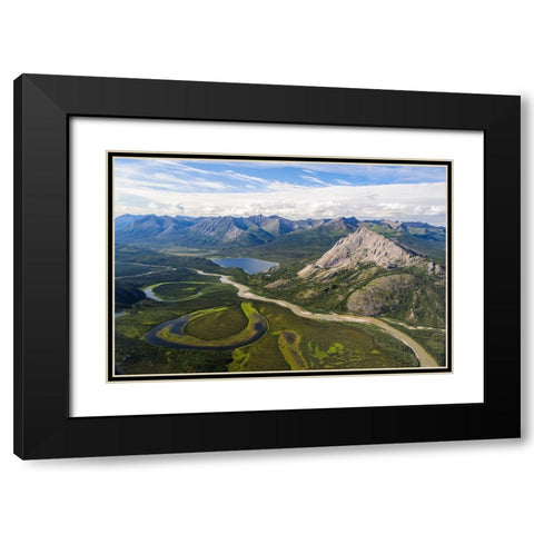 USA- Alaska- Gates of the Arctic National Park. Aerial view of the Alatna River. Black Modern Wood Framed Art Print with Double Matting by Norrsell, Fredrik