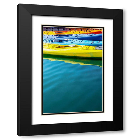 USA- Alaska- Homer. Colorful kayaks. Black Modern Wood Framed Art Print with Double Matting by Muir, Janet