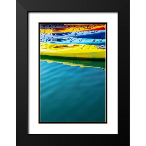 USA- Alaska- Homer. Colorful kayaks. Black Modern Wood Framed Art Print with Double Matting by Muir, Janet