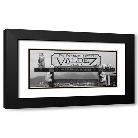 Alaska- Valdez. Marina sign. Black Modern Wood Framed Art Print with Double Matting by Muir, Janet