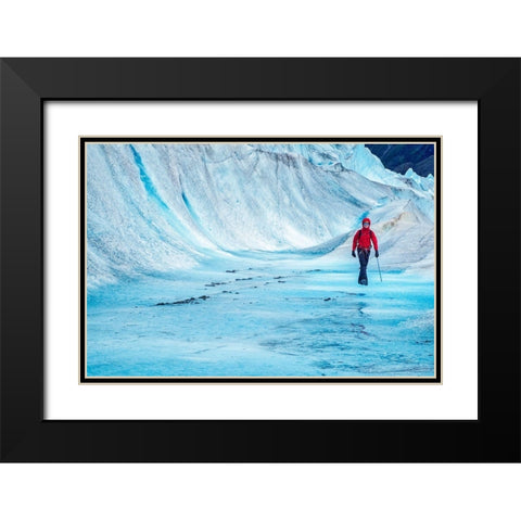 Trekking-Mendenhall Glacier-Juneau-Alaska Black Modern Wood Framed Art Print with Double Matting by Engelbrecht, Jim