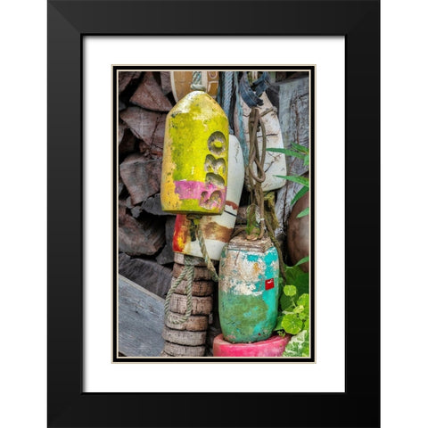 Antique buoy Black Modern Wood Framed Art Print with Double Matting by Engelbrecht, Jim