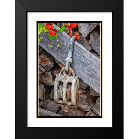 Antique block and tackle Black Modern Wood Framed Art Print with Double Matting by Engelbrecht, Jim