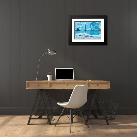 LeConte Glacier-Harbor Seal-LeConte Bay-Alaska-USA Black Modern Wood Framed Art Print with Double Matting by Engelbrecht, Jim