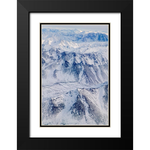 Aerial view of snow covered mountain range-Alaska-USA Black Modern Wood Framed Art Print with Double Matting by Su, Keren