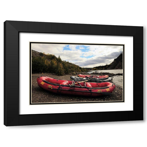 Rafts and the Nenana River, Denali, Alaska, USA Black Modern Wood Framed Art Print with Double Matting by Hersen, Michel