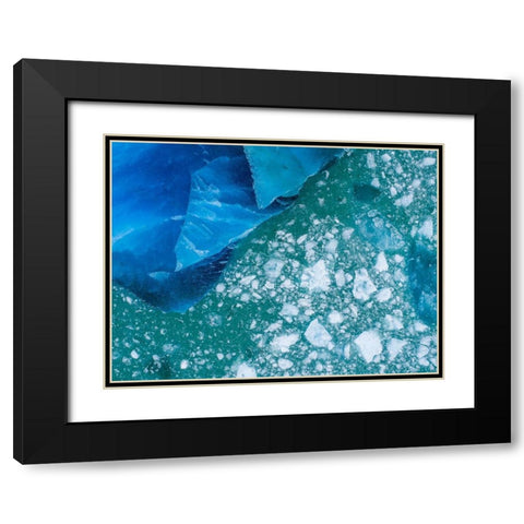 Alaska shattered icebergs floating near calving face of LeConte Glacier east of Petersburg Black Modern Wood Framed Art Print with Double Matting by Souders, Paul