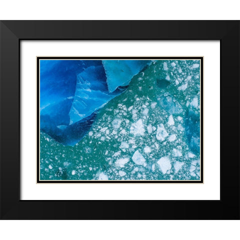 Alaska shattered icebergs floating near calving face of LeConte Glacier east of Petersburg Black Modern Wood Framed Art Print with Double Matting by Souders, Paul