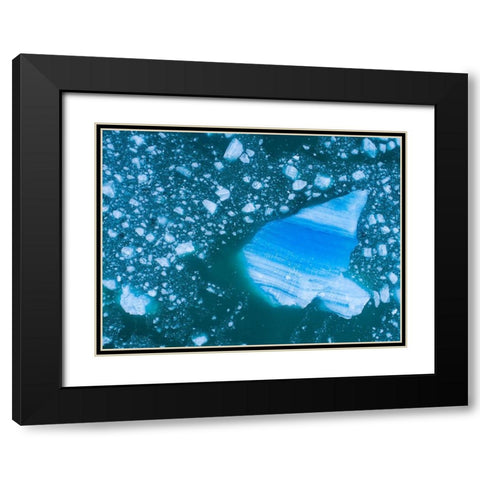 Alaska shattered icebergs floating near calving face of LeConte Glacier east of Petersburg Black Modern Wood Framed Art Print with Double Matting by Souders, Paul