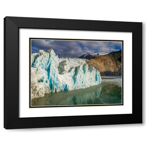 Alaska-Tracy Arm-Fords Terror Wilderness-Aerial view of crevassed blue face of Dawes Glacier  Black Modern Wood Framed Art Print with Double Matting by Souders, Paul