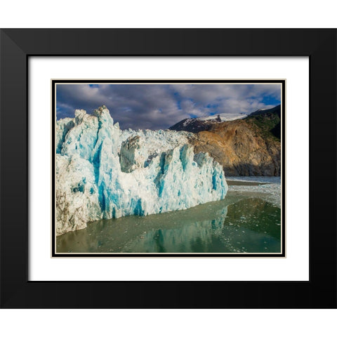 Alaska-Tracy Arm-Fords Terror Wilderness-Aerial view of crevassed blue face of Dawes Glacier  Black Modern Wood Framed Art Print with Double Matting by Souders, Paul