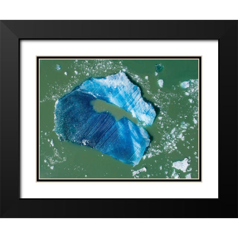 Alaska-Tracy Arm-Aerial view of floating iceberg calved from South Sawyer Glacier in Tracy Arm Black Modern Wood Framed Art Print with Double Matting by Souders, Paul