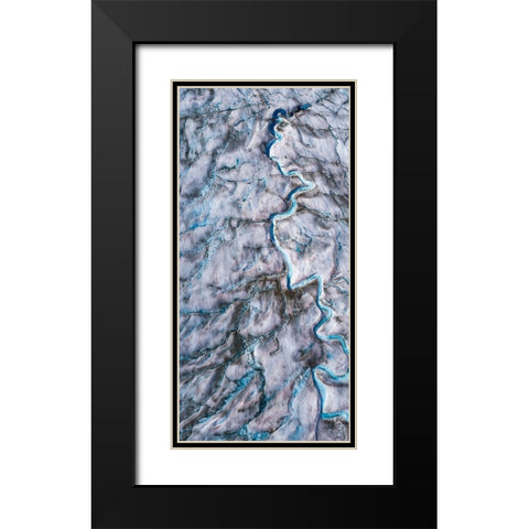 Alaska-Tracy Arm-meltwater streams and ponds on crevassed surface of Sawyer Glacier in Tracy Arm Black Modern Wood Framed Art Print with Double Matting by Souders, Paul