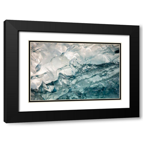 Alaska-Tracy Arm-Deep blue-green iceberg floating near face of South Sawyer Glacier in Tracy Arm Black Modern Wood Framed Art Print with Double Matting by Souders, Paul