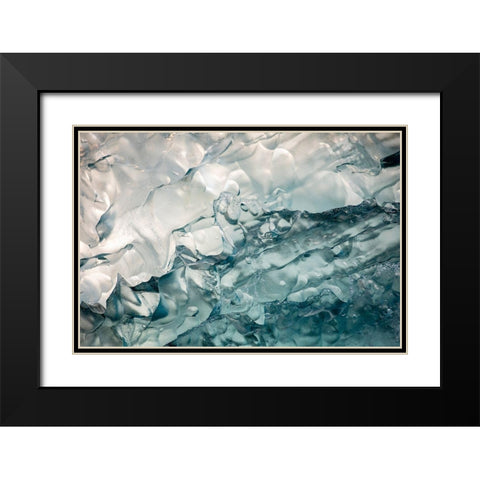 Alaska-Tracy Arm-Deep blue-green iceberg floating near face of South Sawyer Glacier in Tracy Arm Black Modern Wood Framed Art Print with Double Matting by Souders, Paul