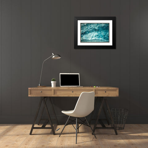 Alaska-Tracy Arm-Close-up of deep blue-green iceberg floating near face of South Sawyer Glacier Black Modern Wood Framed Art Print with Double Matting by Souders, Paul