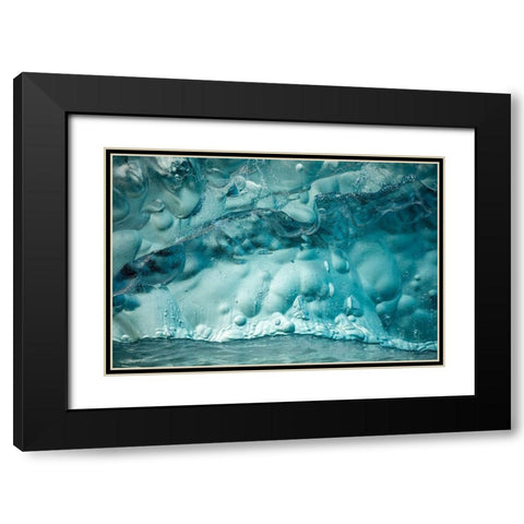 Alaska-Tracy Arm-Close-up of deep blue-green iceberg floating near face of South Sawyer Glacier Black Modern Wood Framed Art Print with Double Matting by Souders, Paul