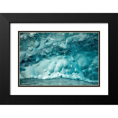 Alaska-Tracy Arm-Close-up of deep blue-green iceberg floating near face of South Sawyer Glacier Black Modern Wood Framed Art Print with Double Matting by Souders, Paul