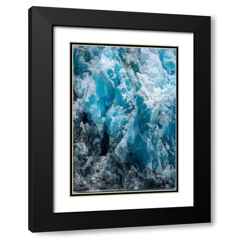 Alaska-Tracy Arm-Dark blue ice on shattered face of South Sawyer Glacier in Tracy Arm Black Modern Wood Framed Art Print with Double Matting by Souders, Paul